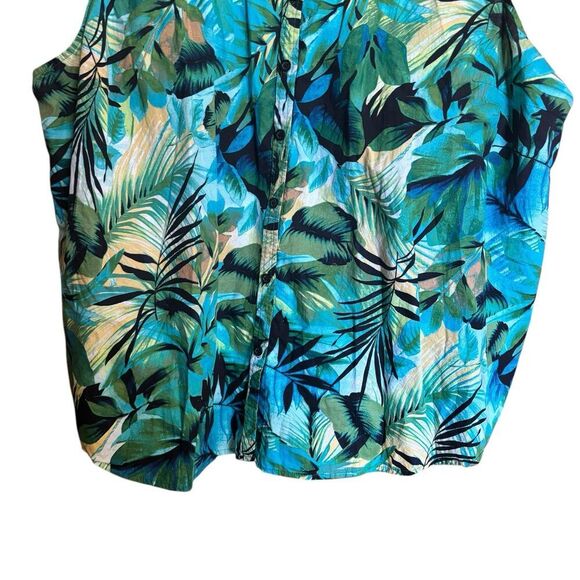 Catherines Tunic Top Womens 6X Multicolor Tropical Print Artsy Sleeveless Blouse - Picture 4 of 8